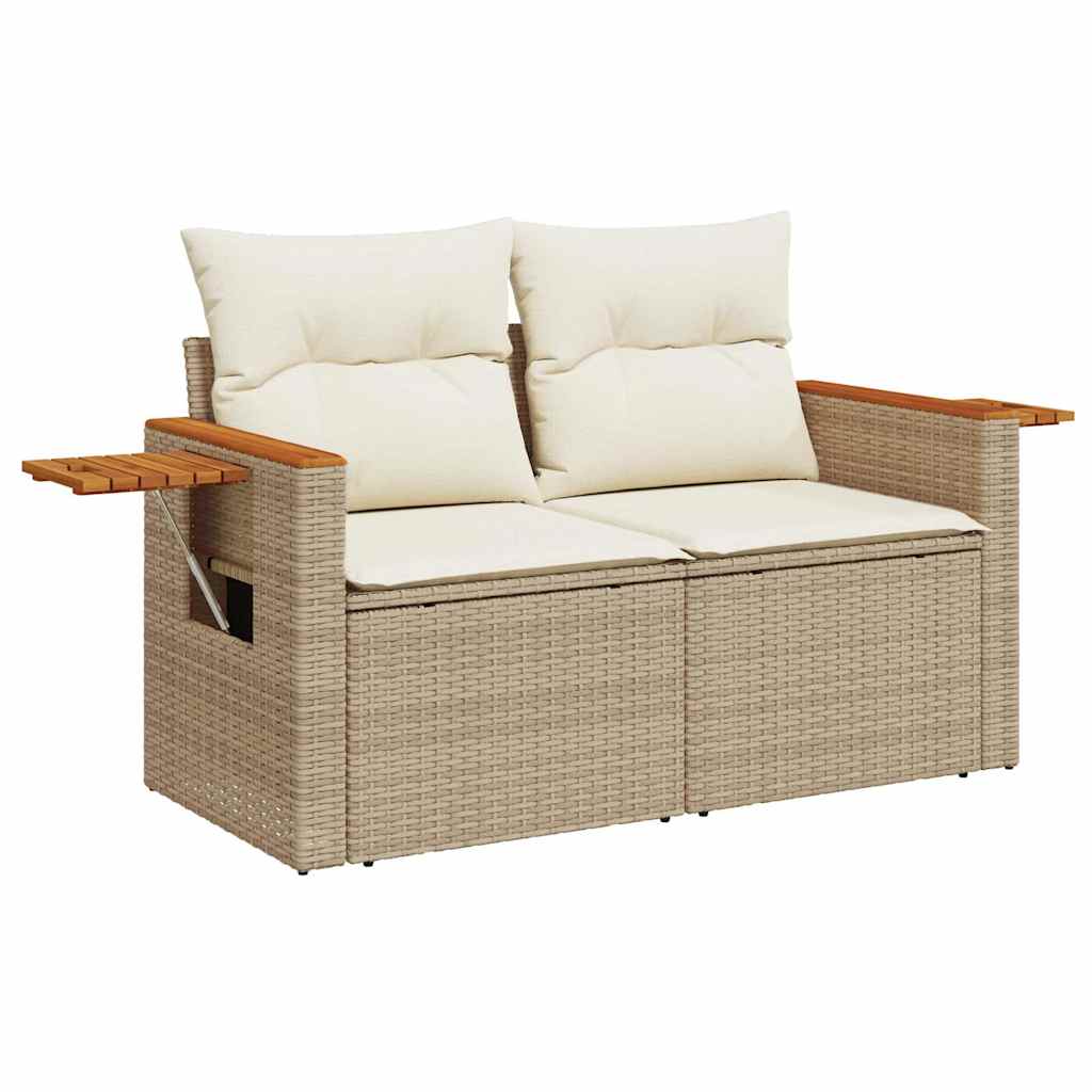 vidaXL Ensemble de canapés de jardin 5 pcs avec coussins Beige résine tressée