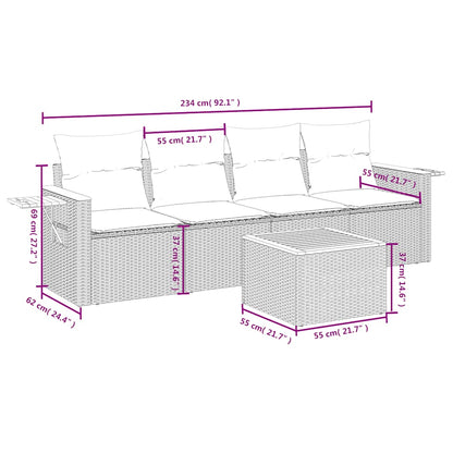 vidaXL Ensemble de canapés de jardin 5 pcs avec coussins Beige résine tressée