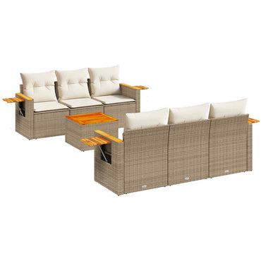 vidaXL Salon de jardin 7 pièces avec coussins en résine tressée beige