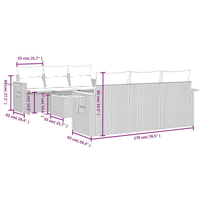 vidaXL Salon de jardin 7 pièces avec coussins en résine tressée beige