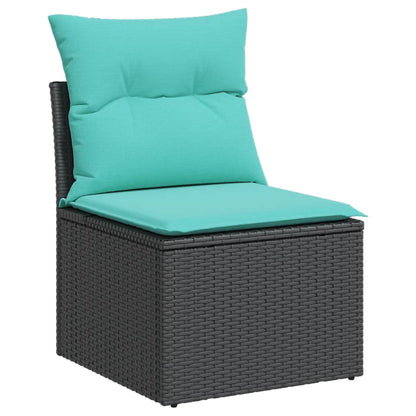 vidaXL 4-tlg. Garten-Sofagarnitur mit Kissen Schwarz Poly Rattan