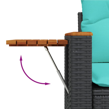 vidaXL 4-tlg. Garten-Sofagarnitur mit Kissen Schwarz Poly Rattan