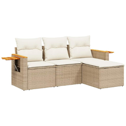 vidaXL Ensemble de canapés de jardin 4 pcs avec coussins en résine tressée beige