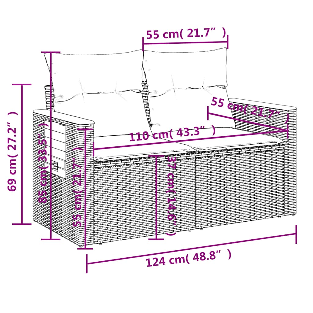 vidaXL Ensemble de canapés de jardin 4 pcs avec coussins en résine tressée beige