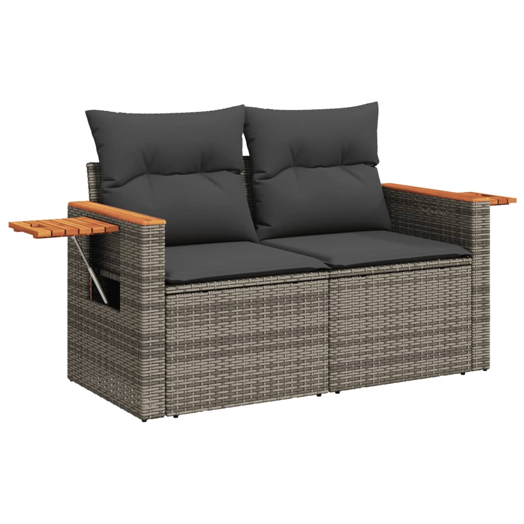 vidaXL 4-tlg. Garten-Sofagarnitur mit Kissen Grau Poly Rattan
