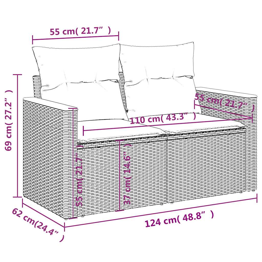 vidaXL Salon de jardin 4 pcs avec coussins Gris Résine tressée