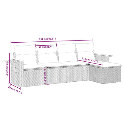 vidaXL 5-tlg. Garten-Sofagarnitur mit Kissen Schwarz Poly Rattan