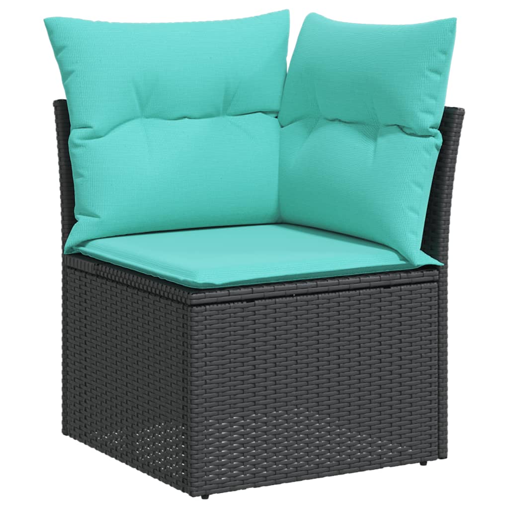 vidaXL 4-tlg. Garten-Sofagarnitur mit Kissen Schwarz Poly Rattan