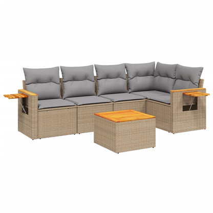 vidaXL Salon de jardin 6 pcs avec coussins beige résine tressée