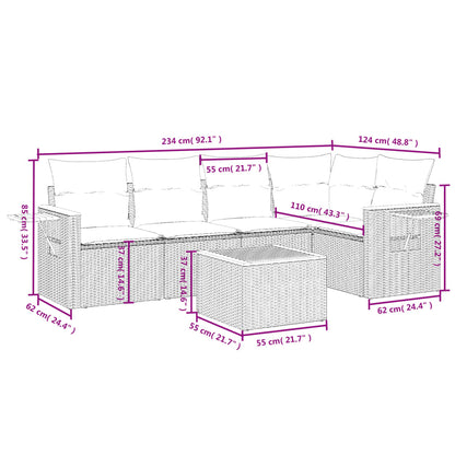 vidaXL Salon de jardin 6 pcs avec coussins beige résine tressée