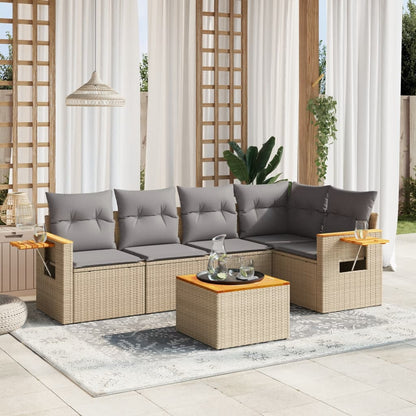 vidaXL Salon de jardin 6 pcs avec coussins beige résine tressée