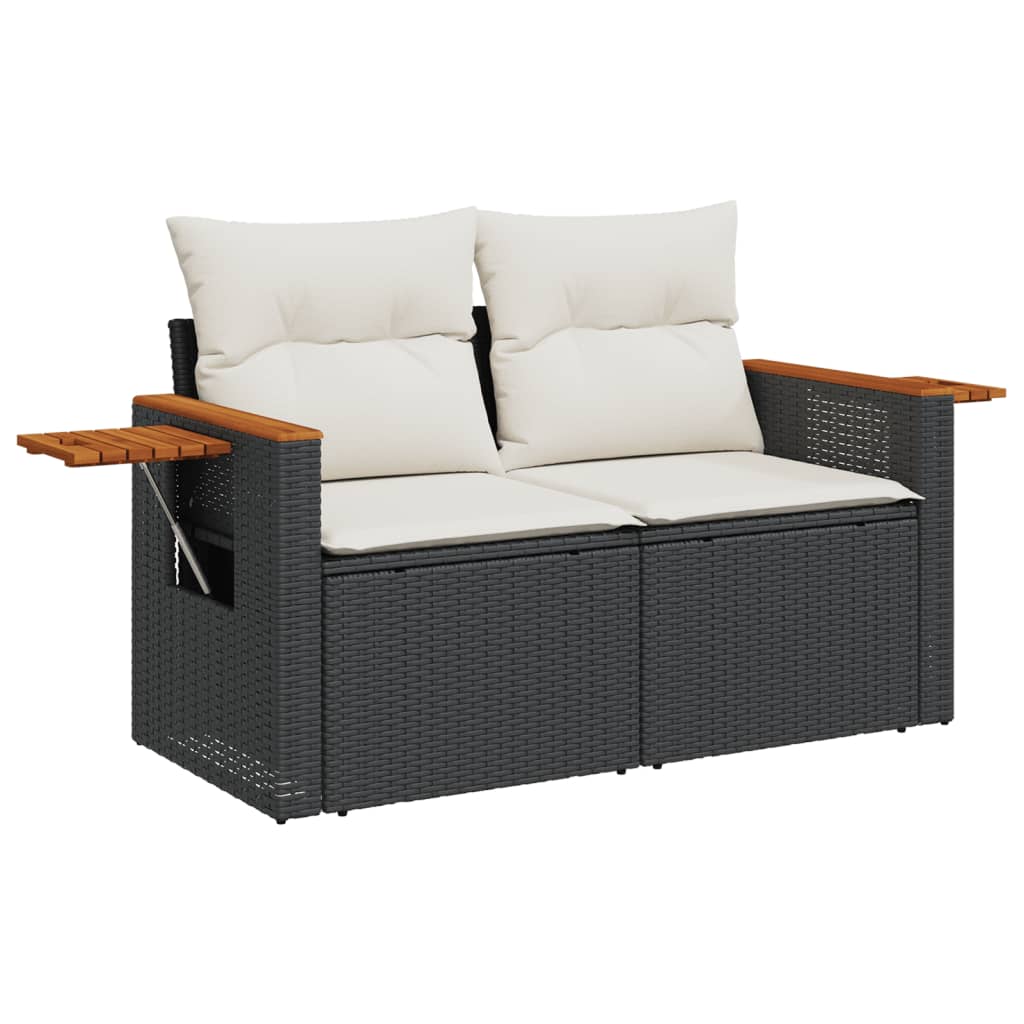 vidaXL Salon de jardin 6 pcs avec coussins Noir Résine tressée