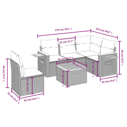 vidaXL Salon de jardin 6 pcs avec coussins Noir Résine tressée