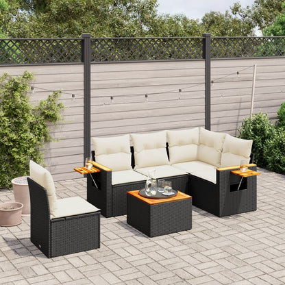 vidaXL Salon de jardin 6 pcs avec coussins Noir Résine tressée