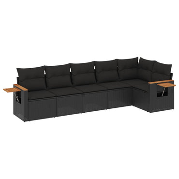 vidaXL Salon de jardin 6 pcs avec coussins Noir Résine tressée