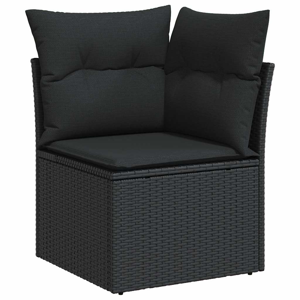 vidaXL Salon de jardin 7 pcs avec coussins Noir Résine tressée
