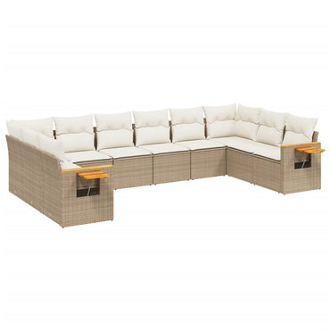 vidaXL Salon de jardin 10 pcs avec coussins beige résine tressée