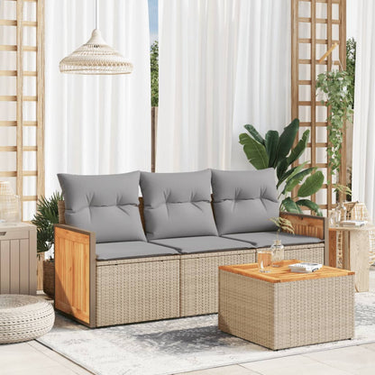 vidaXL Ensemble de canapés de jardin 4 pcs avec coussins en résine tressée beige