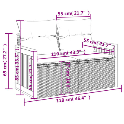 vidaXL 4-tlg. Garten-Sofagarnitur mit Kissen Schwarz Poly Rattan