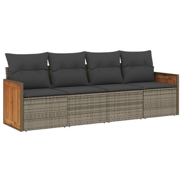 vidaXL Salon de jardin 4 pcs avec coussins Gris Résine tressée