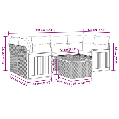 vidaXL Salon de jardin 7 pièces avec coussins en résine tressée beige