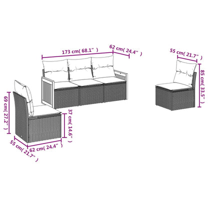 vidaXL Ensemble de canapés de jardin 5 pcs avec coussins, résine tressée noire