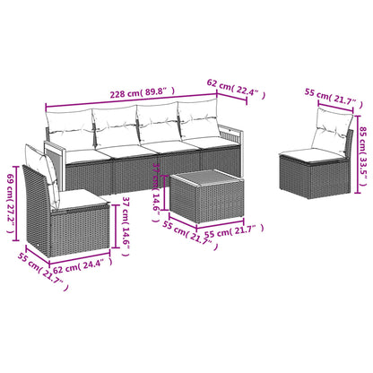 vidaXL Salon de jardin 7 pcs avec coussins Noir Résine tressée