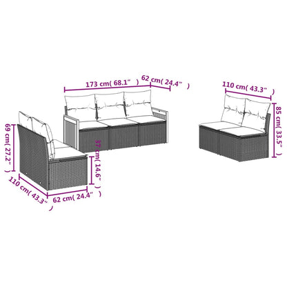 vidaXL 7-tlg. Garten-Sofagarnitur mit Kissen Grau Poly Rattan