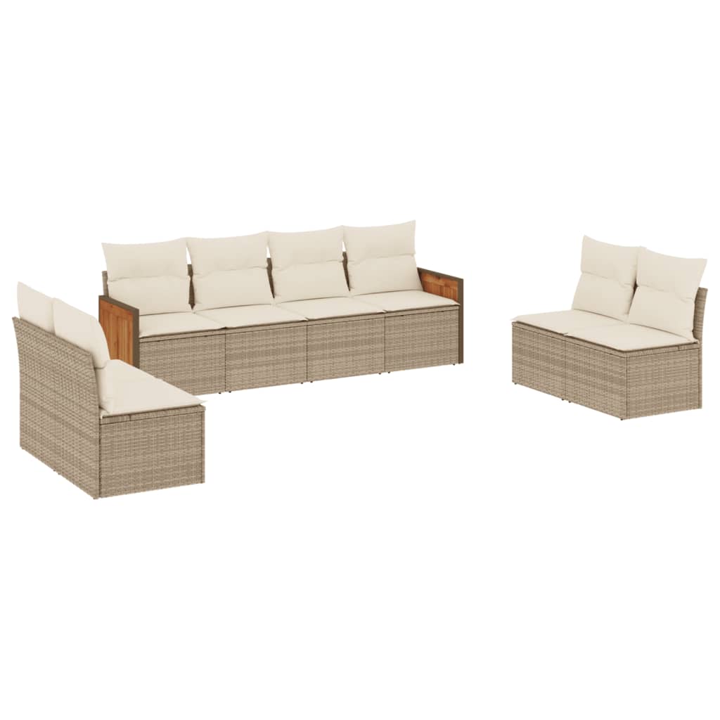 vidaXL Canapé d'angle de jardin 8 pcs avec coussins Résine tressée Beige