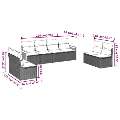 vidaXL Canapé d'angle de jardin 8 pcs avec coussins Résine tressée Beige