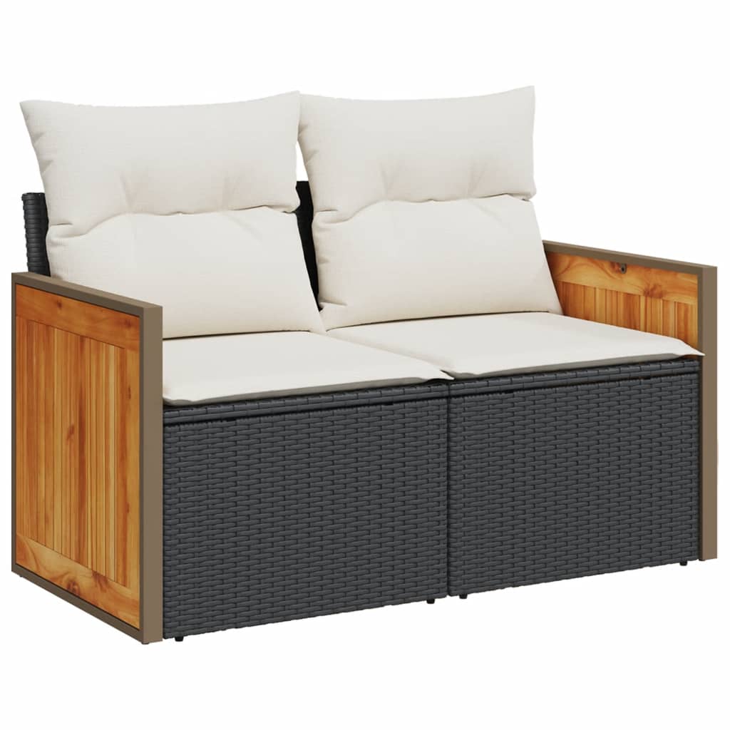 vidaXL Ensemble de canapés de jardin 4 pièces avec coussins résine tressée noir