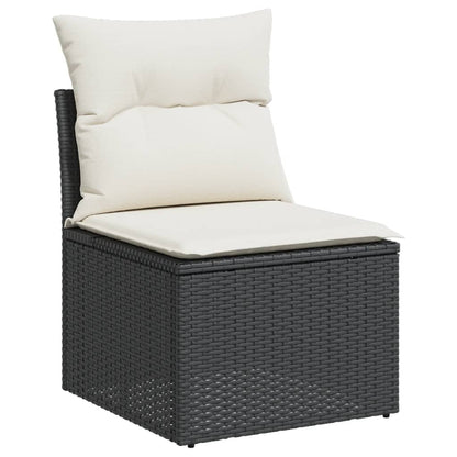 vidaXL Ensemble de canapés de jardin 4 pièces avec coussins résine tressée noir