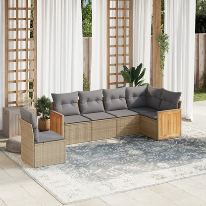 vidaXL Salon de jardin 6 pcs avec coussins beige résine tressée