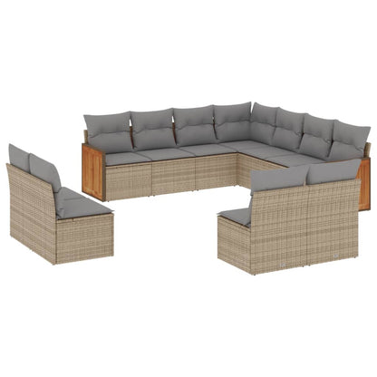 vidaXL Ensemble de canapés de jardin 11 pcs avec coussins en rotin synthétique beige