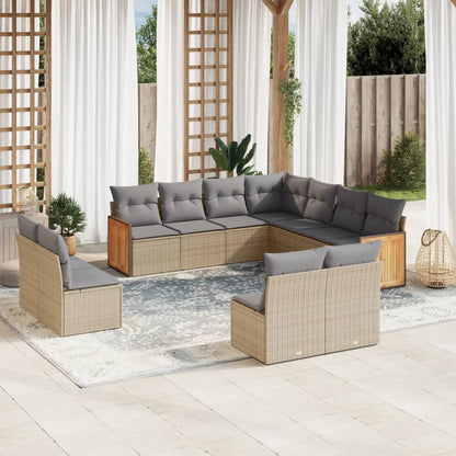 vidaXL Ensemble de canapés de jardin 11 pcs avec coussins en rotin synthétique beige