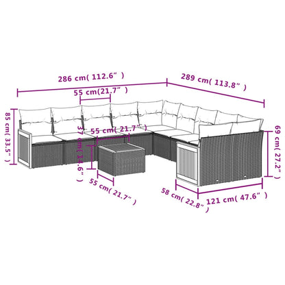 vidaXL Ensemble de canapés de jardin 11 pcs avec coussins en résine tressée gris