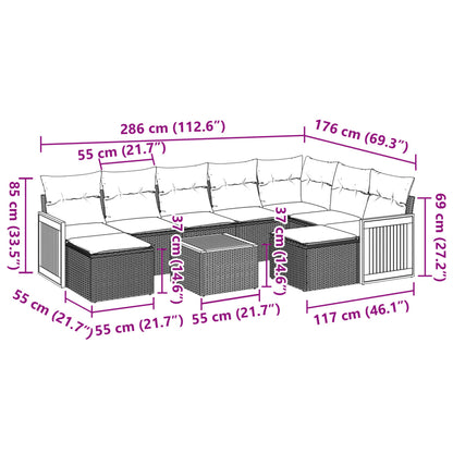 vidaXL Salon de jardin 10 pcs avec coussins beige résine tressée