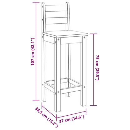 vidaXL Tabourets de bar 2 pcs Bois de pin massif