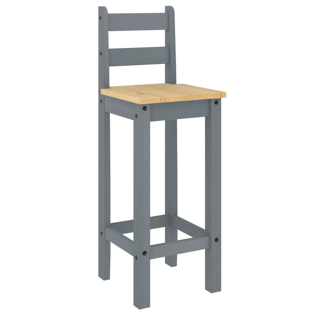 vidaXL Barstühle 2 Stk. Grau Massivholz Kiefer