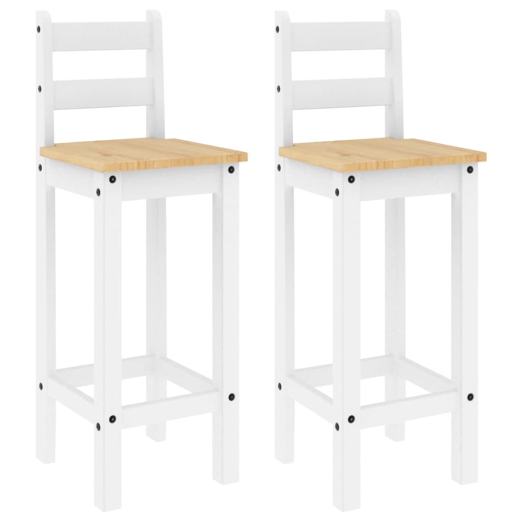 vidaXL Barstühle 2 Stk. Weiß Massivholz Kiefer