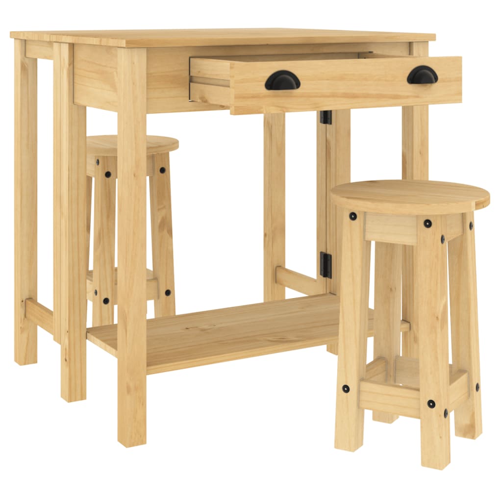 vidaXL 3-tlg. Bar-Set Massivholz Kiefer