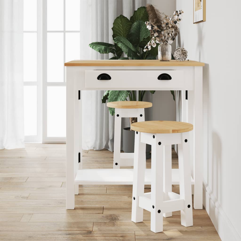 vidaXL 3-tlg. Bar-Set Weiß Massivholz Kiefer