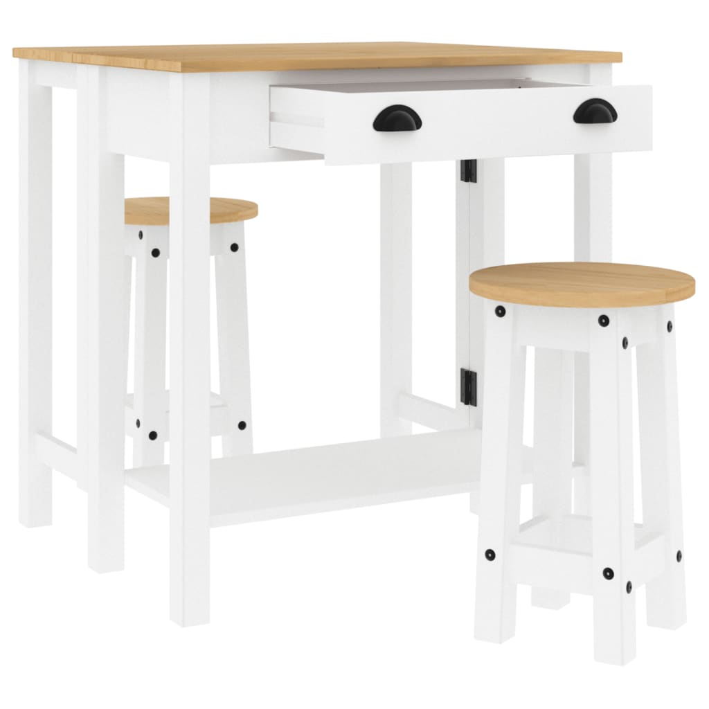vidaXL 3-tlg. Bar-Set Weiß Massivholz Kiefer