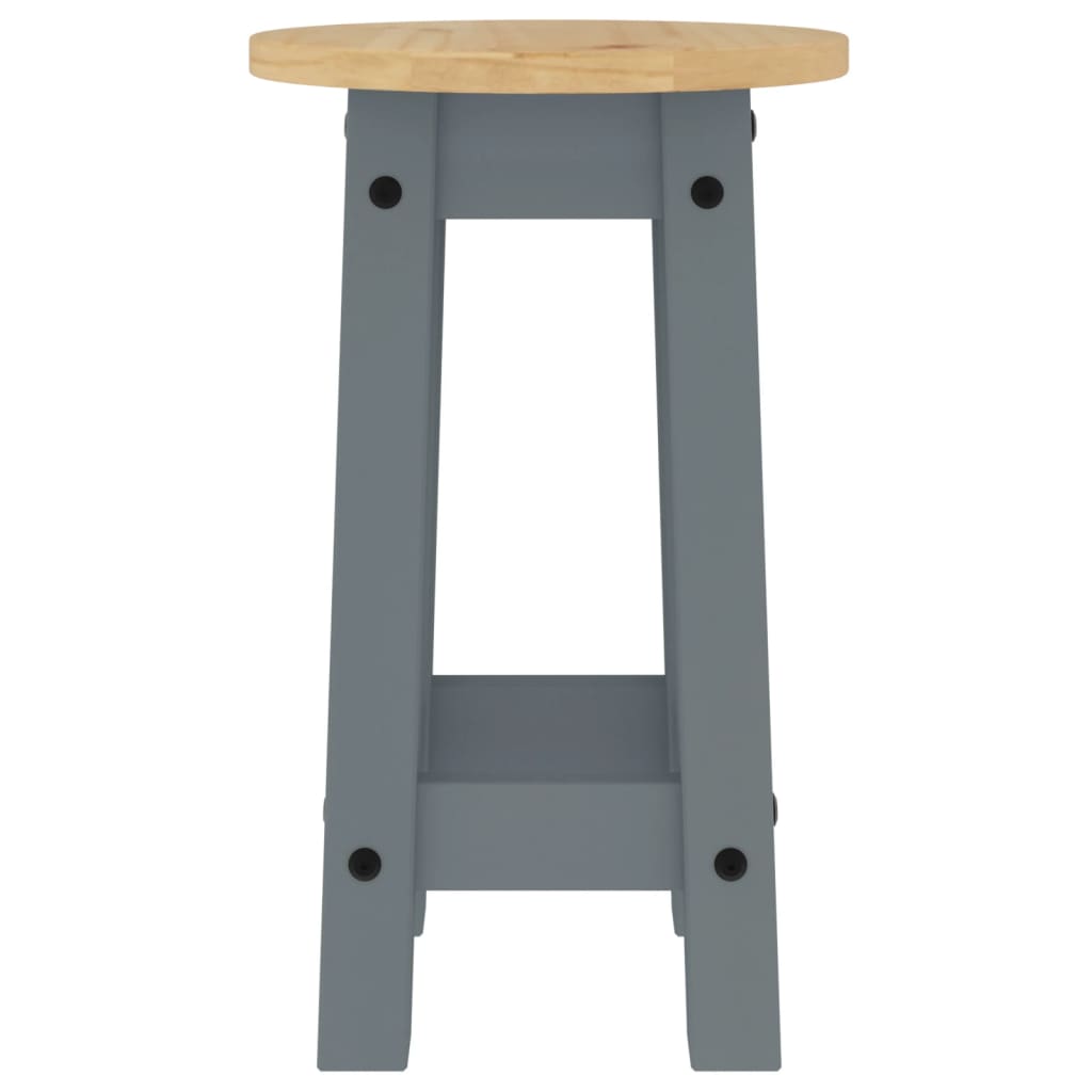 vidaXL Barhocker 2 Stk. Grau Massivholz Kiefer