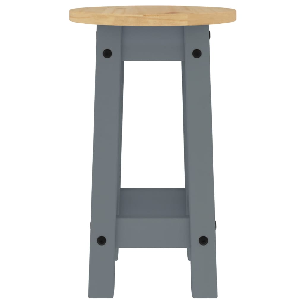 vidaXL Barhocker 2 Stk. Grau Massivholz Kiefer