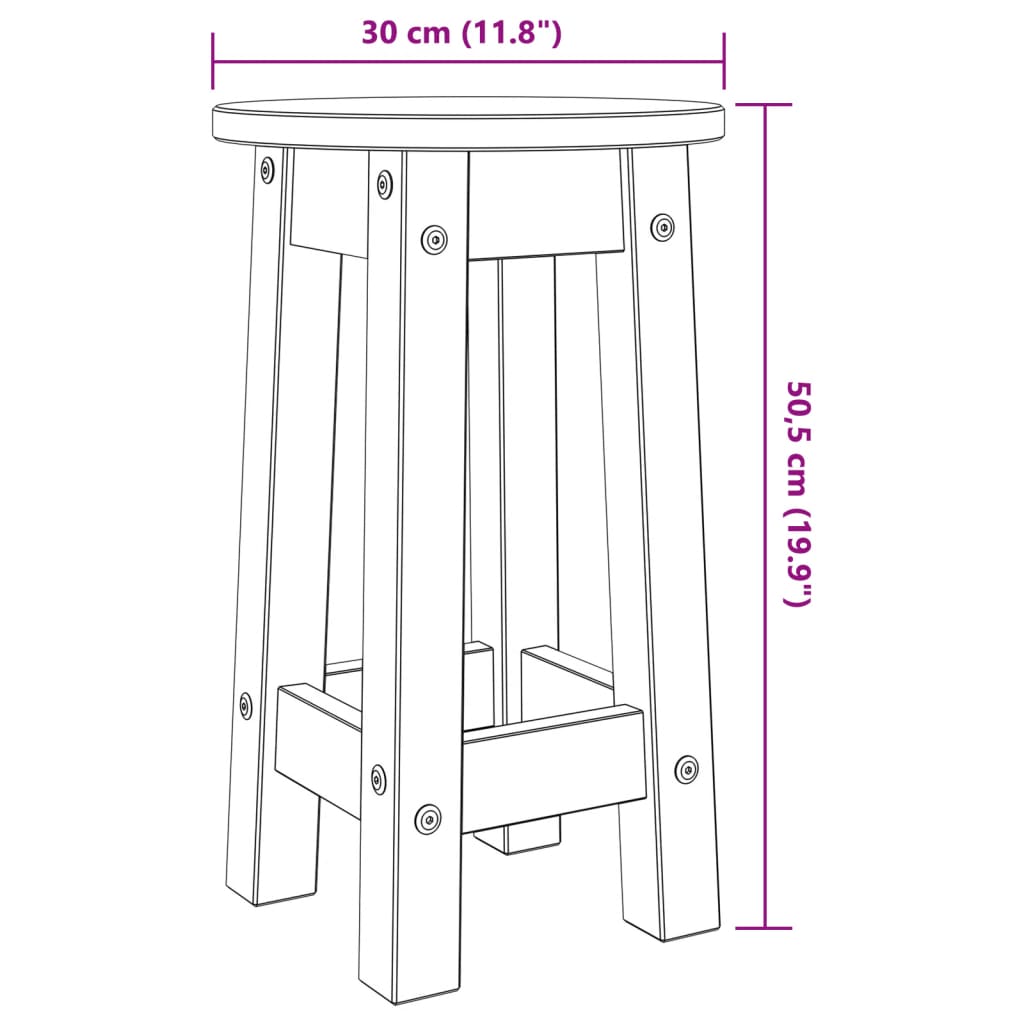 vidaXL Barhocker 2 Stk. Grau Massivholz Kiefer