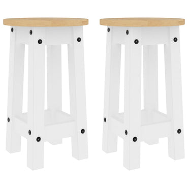 vidaXL Tabourets de bar 2 pcs Blanc Bois de pin massif