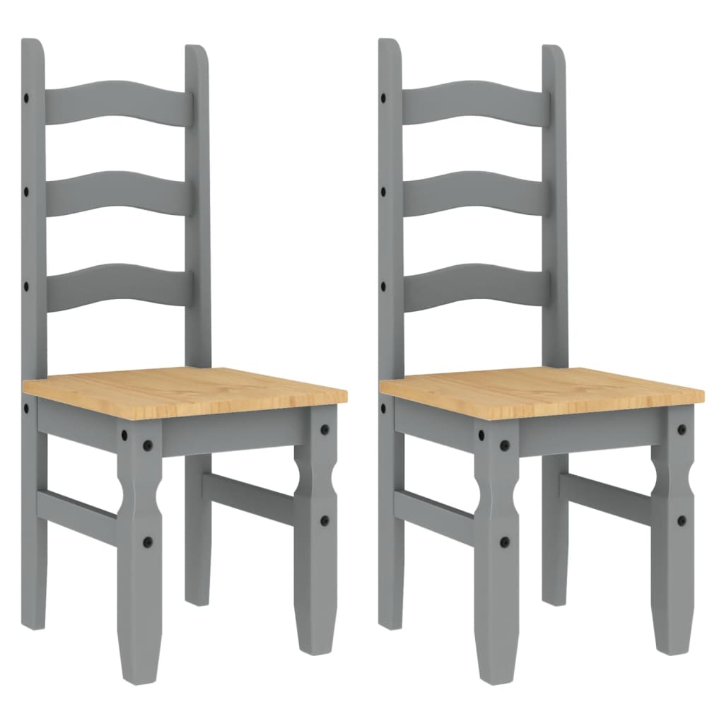 vidaXL Chaises de salle à manger 2 pcs Corona Gris 42x47x107 cm Bois de pin massif