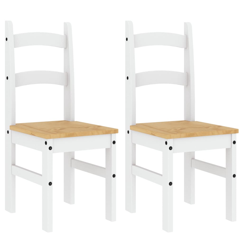 vidaXL Essstühle 2 Stk. Weiß 40x46x99 cm Massivholz Kiefer