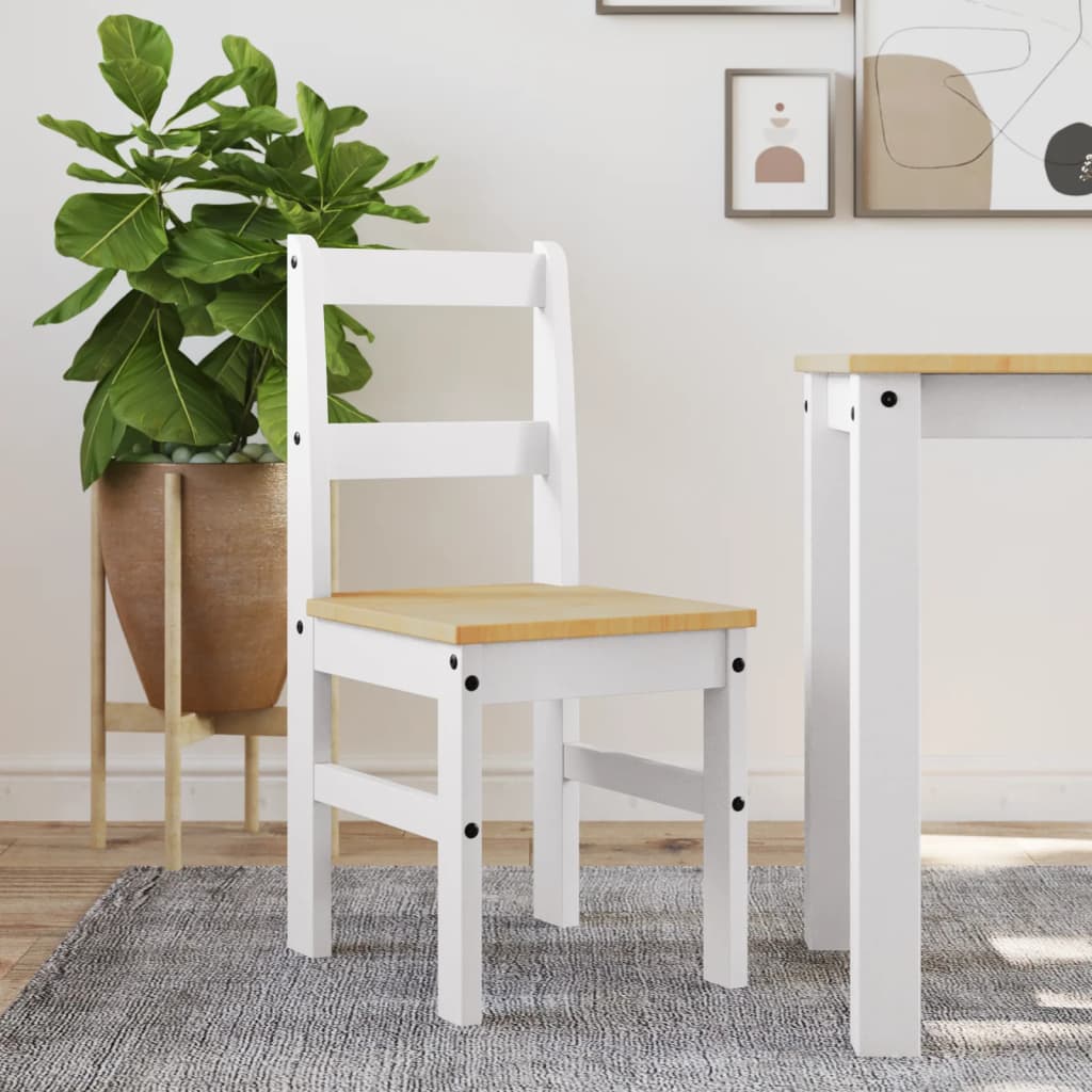 vidaXL Chaises de salle à manger 2 pcs Panama Blanc 40x46x90 cm Bois de pin massif